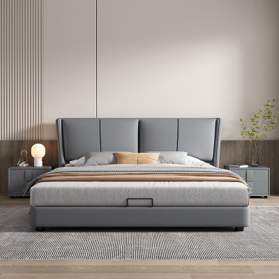 北欧意式轻奢双人皮床现代简约2米x2米大床主卧宽2米×2.2米婚床