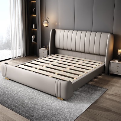皮床现代简约真皮床轻奢高端主卧1.8米双人床2米x2.2大床软包婚床