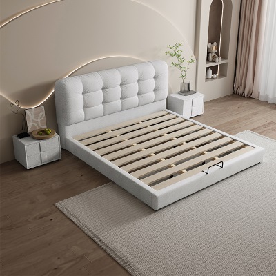 简约现代皮床主卧1.8米双人床小户型1.5米科技布储物意式卧室家具