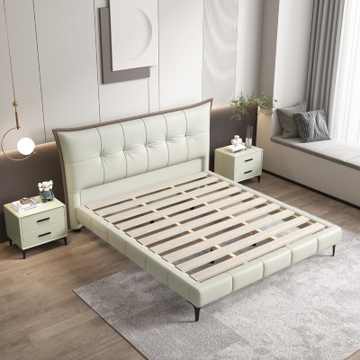 皮床1.8米意式极简约现代卧室实木双人床小户型1.5高端大气软包床