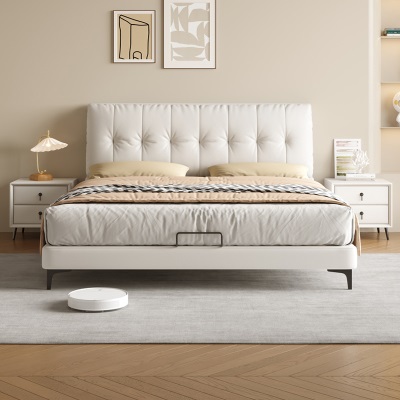 现代简约新款1.5米家用主卧大气双人婚床小户型轻奢落地真皮艺床