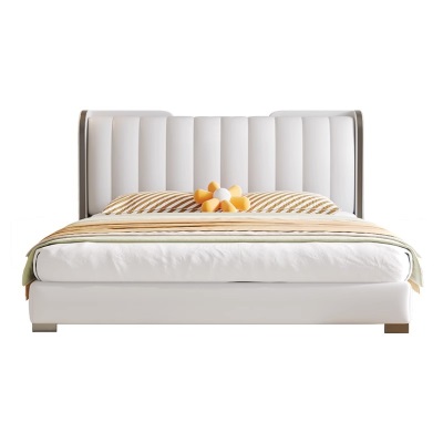 意式轻奢奶油风真皮主卧床2米现代简约网红双人床1.8米北欧小户型