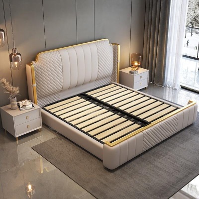 皮床1.8米现代简约意式轻奢真皮床极简双人床大小户型1.5软包婚床