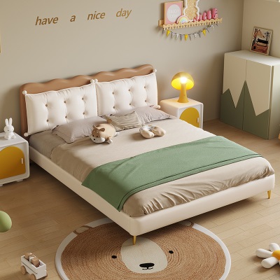 儿童床男孩女孩卡通软包床儿童房现代简约1.5米饼干床1.2米单人床