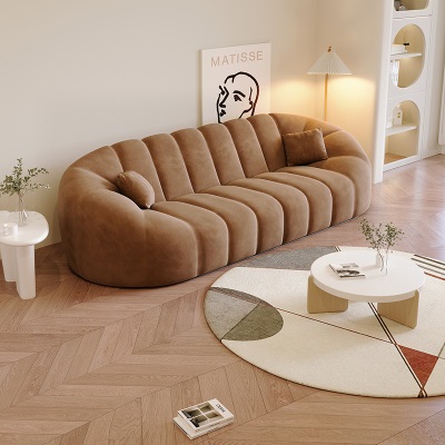 北欧极简奶油风贝壳沙发客厅整装大小户型轻奢设计师网红布艺沙发