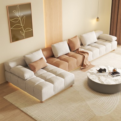 2023流行新款意式奶油风现代简约直排客厅沙发科技布艺小户型沙发
