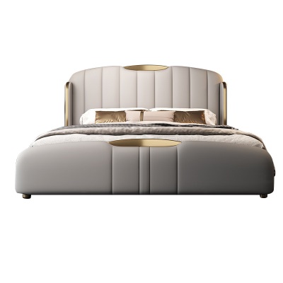 真皮床1.8米现代简约主卧大床意式极简轻奢高端1.5米双人储物婚床