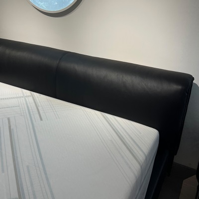 意式极简大黑牛全真皮床高端别墅主卧设计师1.8米双人床软包床头