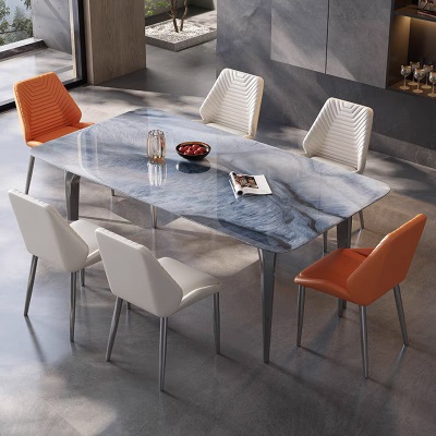 意式轻奢岩板餐桌现代简约高端长方形天然超晶石饭桌奢石家用饭桌