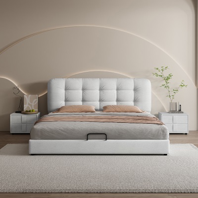简约现代皮床主卧1.8米双人床小户型1.5米科技布储物意式卧室家具