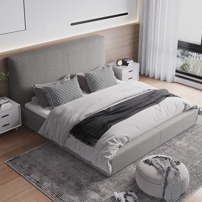 北欧轻奢实木框架布艺双人床意式1.8米主卧室现代极简软体大婚床