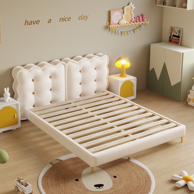 奶油风儿童床现代简约1.5米主卧大床2023年新款网红设计师床