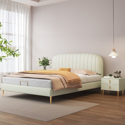 现代简约小户型1.5米布艺床主卧室大床皮床1.8米科技布床婚床