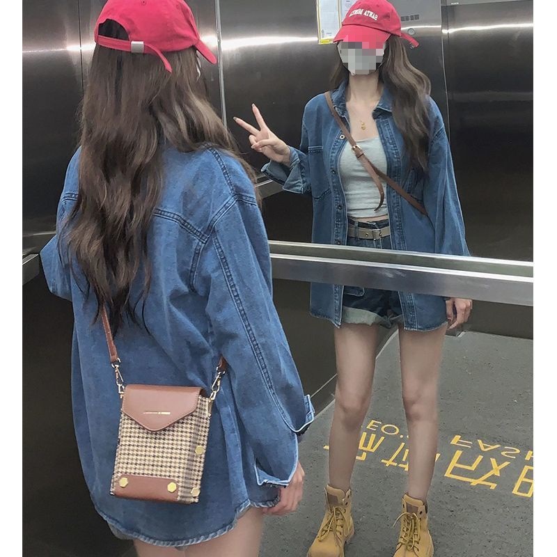 叠穿衬衣牛仔外套女韩版宽松2026秋季新款薄款正肩小个子搭配衬衣