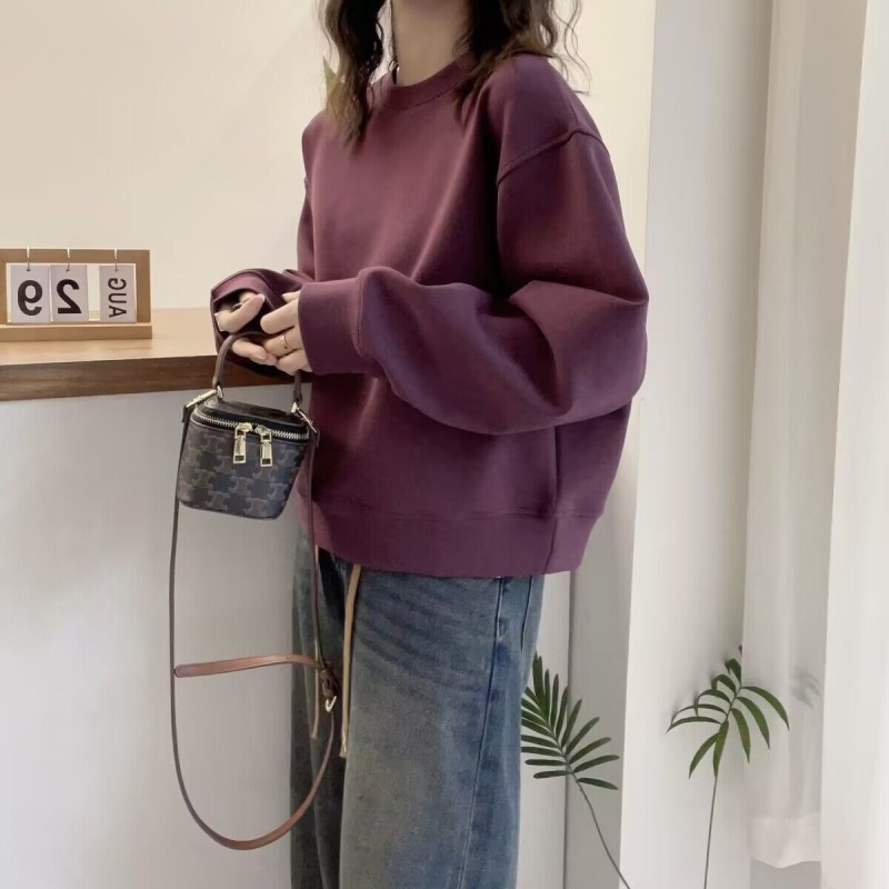 棉美拉德2026秋冬欧货简约纯色设计感卫衣女春秋宽松百搭上衣女
