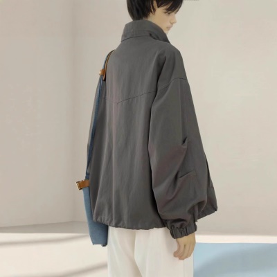 高级感韩系慵懒风立领工装外套女小个子2026秋季新款休闲短款夹克