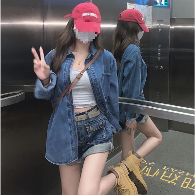 叠穿衬衣牛仔外套女韩版宽松2026秋季新款薄款正肩小个子搭配衬衣