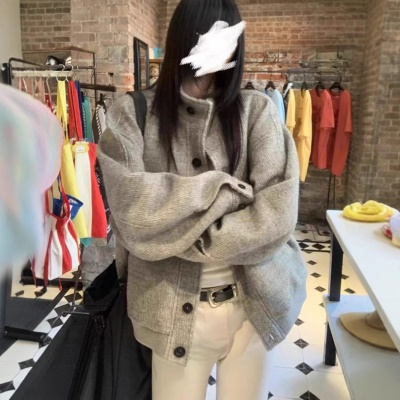 美式复古立领夹克外套女学生秋季新款设计感宽松百搭休闲棒球服潮
