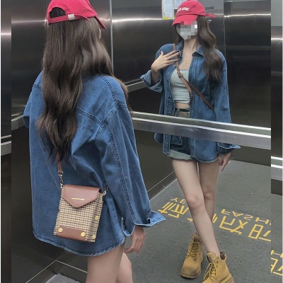 叠穿衬衣牛仔外套女韩版宽松2026秋季新款薄款正肩小个子搭配衬衣