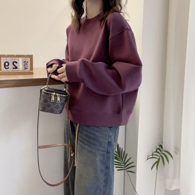 棉美拉德2026秋冬欧货简约纯色设计感卫衣女春秋宽松百搭上衣女