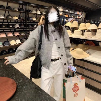 美式复古立领夹克外套女学生秋季新款设计感宽松百搭休闲棒球服潮