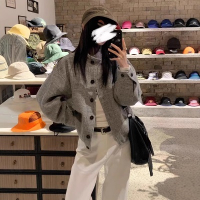 美式复古立领夹克外套女学生秋季新款设计感宽松百搭休闲棒球服潮