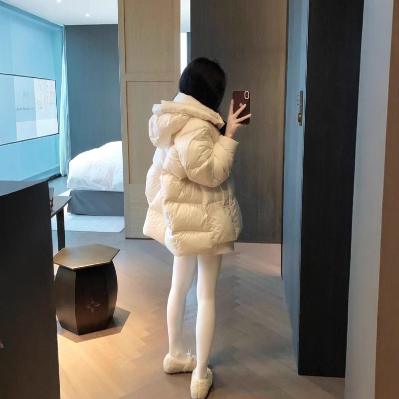 鹅绒服女中长款连帽2026冬季新款超轻加厚泡芙高端90白鹅绒面外套