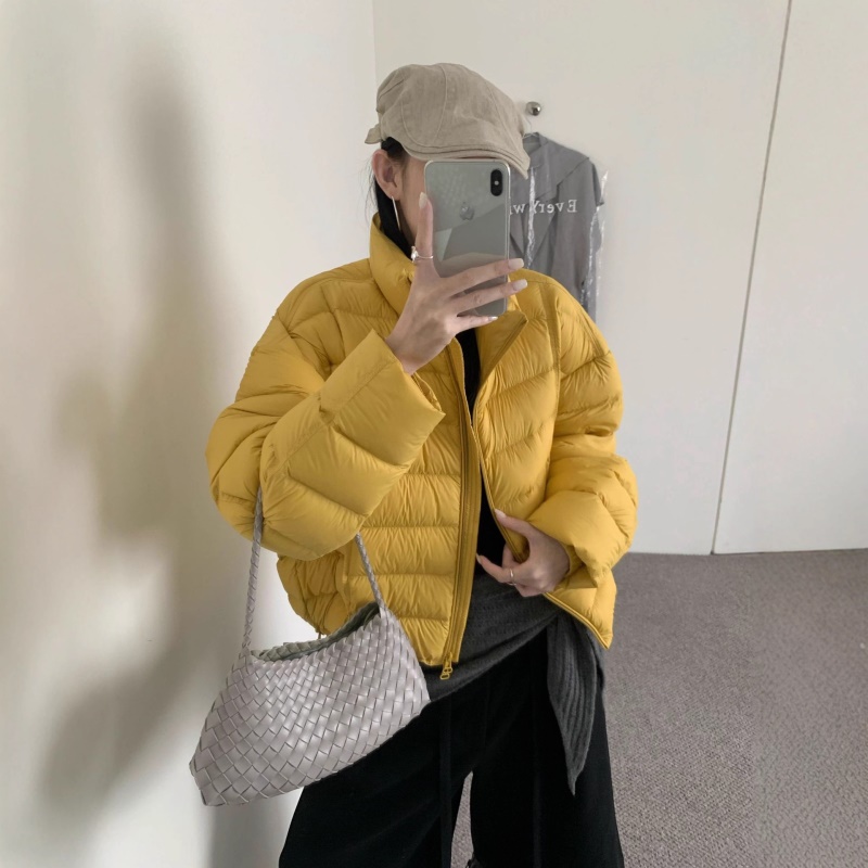 黄色排骨90鹅绒服女2026冬季新款宽松轻薄保暖立领羽绒服外套爆款