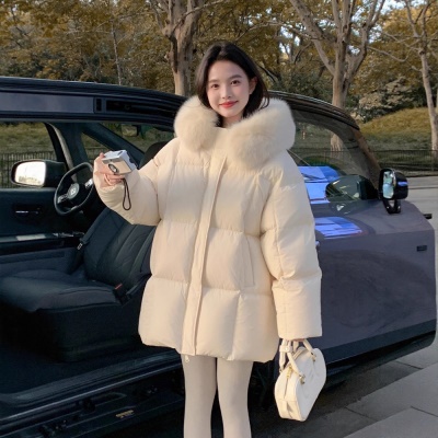 莫斯科的冬小个子90鹅绒服女2026韩系超好看中长真大狐狸毛领外套