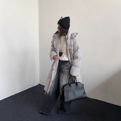 原版韩系过膝长款90鹅绒服羽绒服外套2026冬装新款女装连帽加厚潮