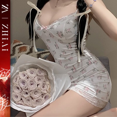 性感睡衣纯欲碎花睡裙修身显瘦包臀裙甜美性暗示大码吊带一件代发