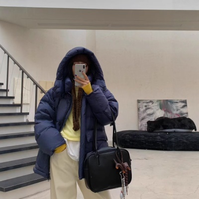 反季欧版宽松连帽鹅绒服女中长款2026年冬季新款时髦洋气保暖外套
