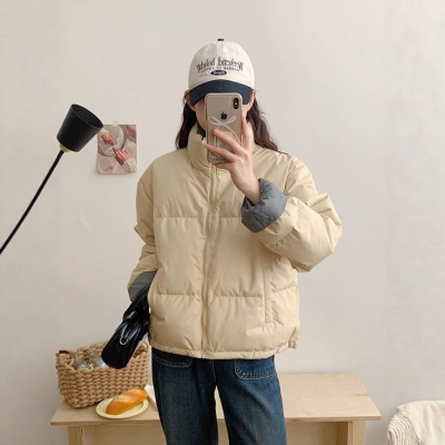 2026年新款鹅绒服女韩版加厚撞色小个子白鹅绒保暖面包服冬外套