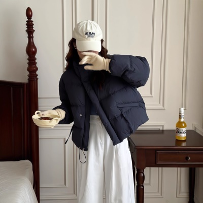 欧洲站2026冬鹅绒服女短款小个子立领白鹅绒外套90绒子含量显瘦