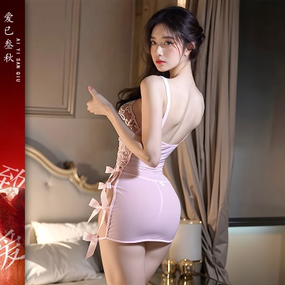 情趣内衣性感制服纯欲睡裙轻奢蝴蝶吊带裙趣味透视包臀裙蕾丝套装