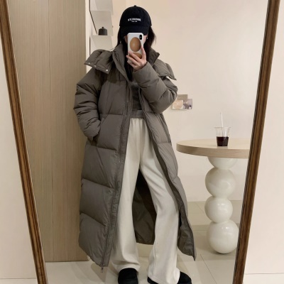 黑色超长款90白鹅绒女过膝到脚踝2026年新款加厚连帽冬季羽绒服外