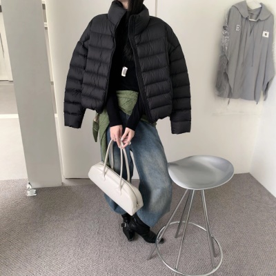 黄色排骨90鹅绒服女2026冬季新款宽松轻薄保暖立领羽绒服外套爆款