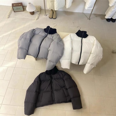 高端90白鹅绒针织高领羽绒服女短款2026冬季韩版宽松保暖面包服潮