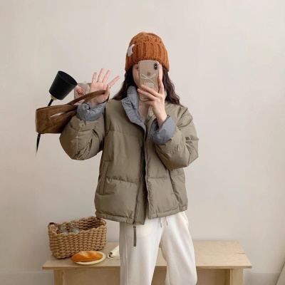 2026年新款鹅绒服女韩版加厚撞色小个子白鹅绒保暖面包服冬外套