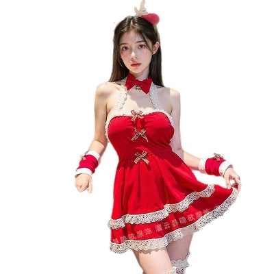 情趣内衣纯欲圣诞装性感制服免脱cospaly红色新年套装禁欲系吊带