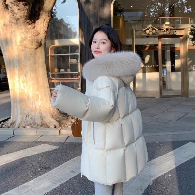 莫斯科的冬小个子90鹅绒服女2026韩系超好看中长真大狐狸毛领外套