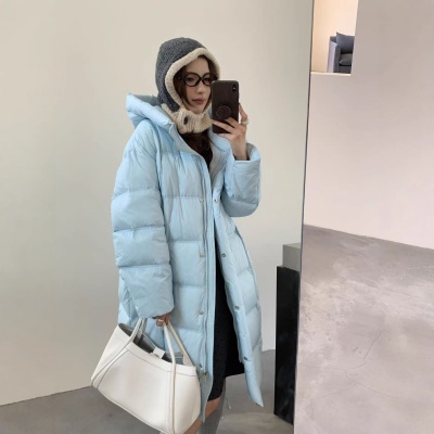 泡芙轻柔鹅绒服女长款25冬新款韩版连帽宽松时尚加厚鹅绒保暖外套