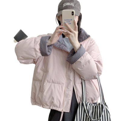 2026年新款鹅绒服女韩版加厚撞色小个子白鹅绒保暖面包服冬外套