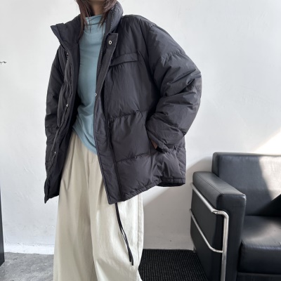 韩版2026新款小个子鹅绒服女加厚百搭面包服短款宽松显瘦立领外套