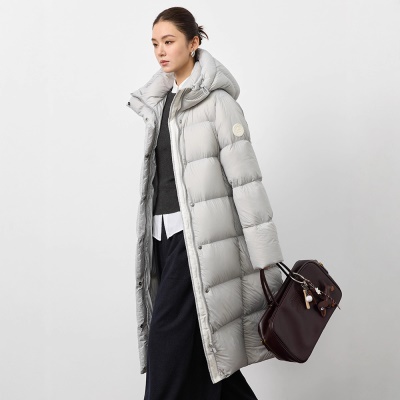 90白鹅绒2026冬新款韩版修身加厚过膝加长款羽绒服女显瘦保暖外套