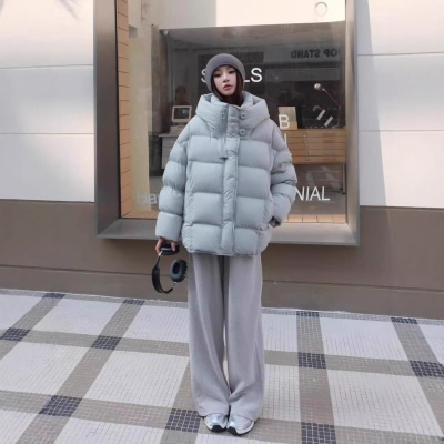 高端泡芙90白鹅绒羽绒服女一手长25冬季新款宽松加厚龟背连帽外套