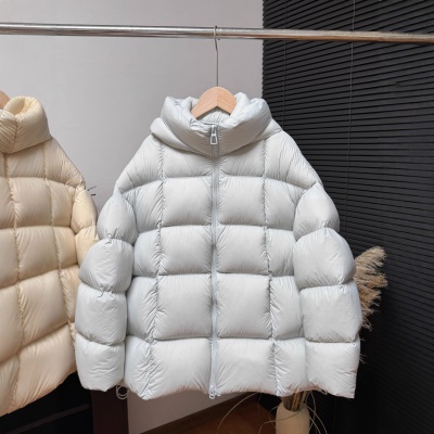 2026冬季新款90白鹅绒泡芙连帽方块羽绒服女一手长宽松保暖外套