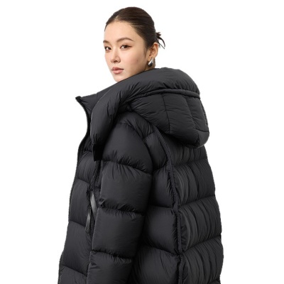 90白鹅绒2026冬新款连帽宽松茧型云朵泡芙羽绒服女中长款显瘦加厚