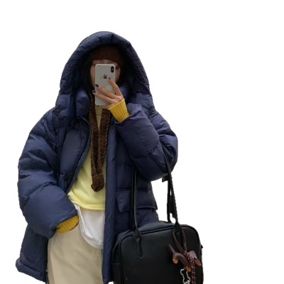 反季欧版宽松连帽鹅绒服女中长款2026年冬季新款时髦洋气保暖外套