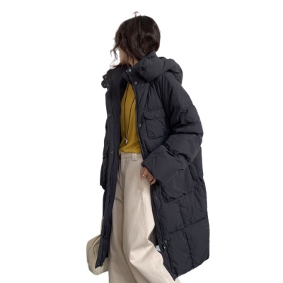 原版韩系过膝长款90鹅绒服羽绒服外套2026冬装新款女装连帽加厚潮